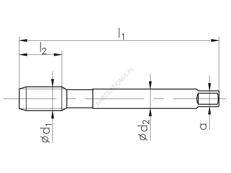 Rysunek techniczny: Gwintownik maszynowy wysokowydajny 800X NGMm/1 DIN 374/1-B M12x1,5 6H HSSE TiN
